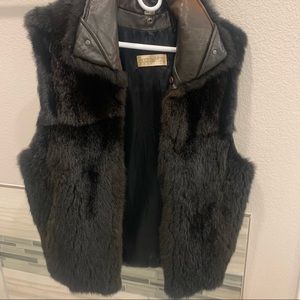 Andrew Marc 100% Opossum Fur & Leather Coat Vest